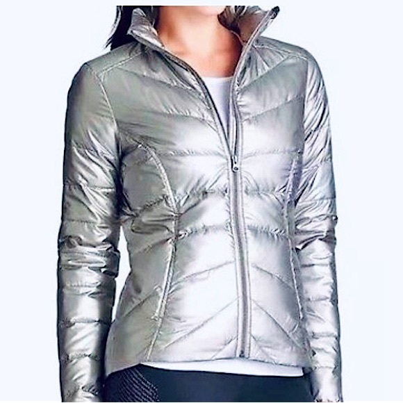 Athleta Jackets & Coats Athleta Metallic Goose Puffer Jacket M